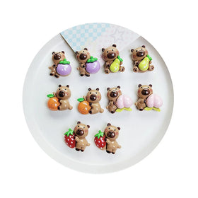 100pcs Bear Brown Animal Cartoon Stickers Resin Beads for Kids Toys DIY Projects Custom Phone Cases Table Decorations