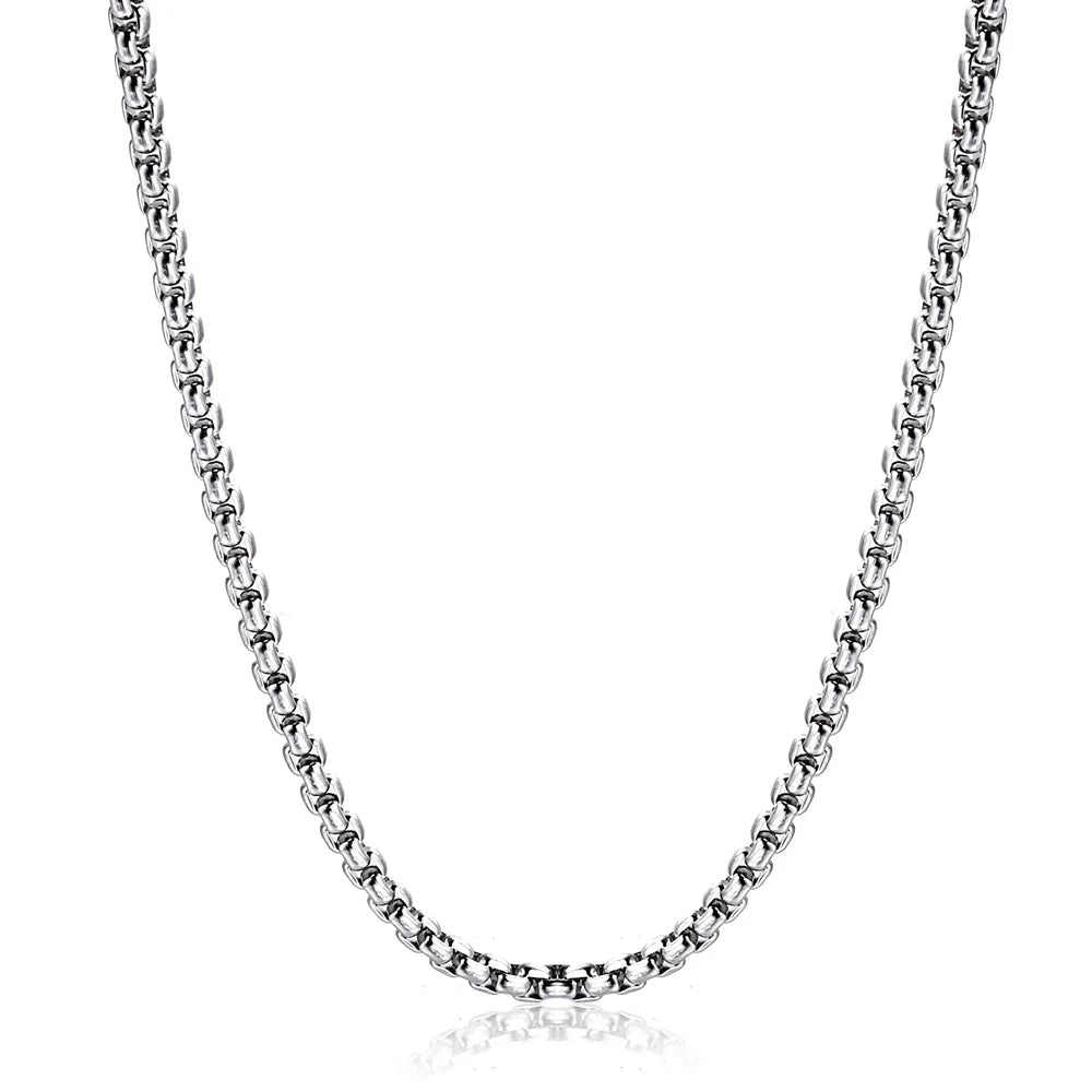 ShangJie OEM 2-5mm 16-38In Square Rolo Stainless Steel Chain Necklace Chain Custom Round Box Necklace Men Women Jewelry