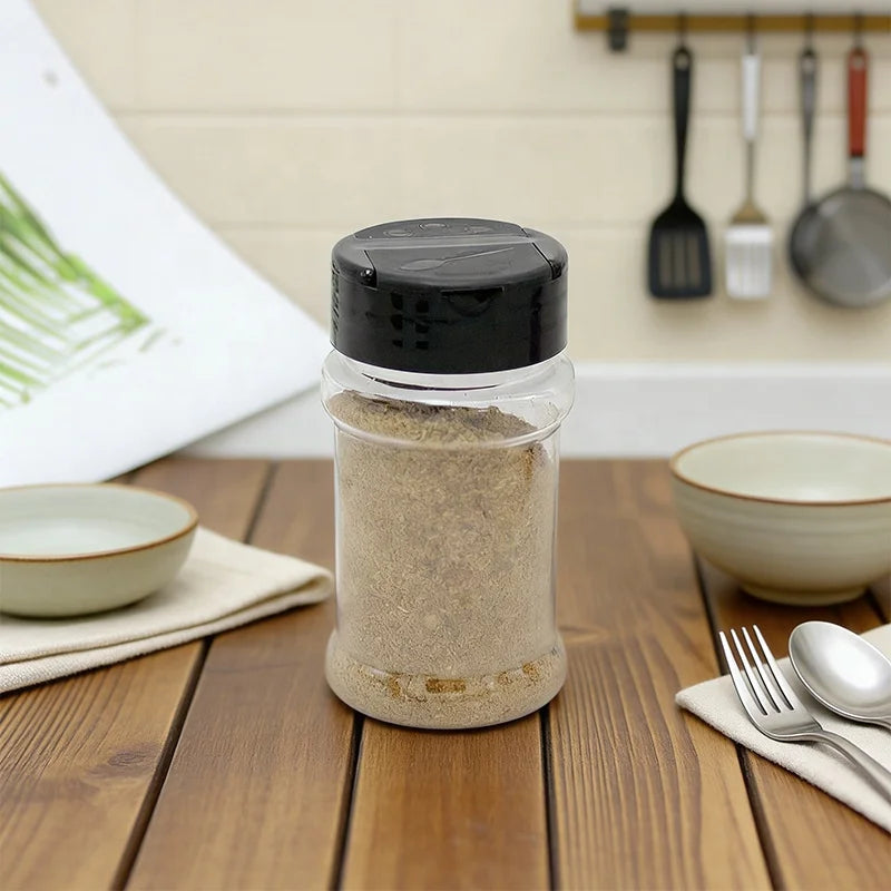 Double Opening 60ml 2oz Round Plastic Spice Jar Bottle Clear Plastic Jars for Spices