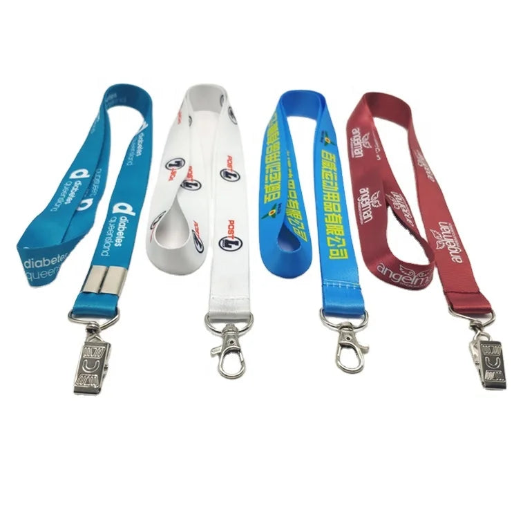 Factory Customized Lanyards Full Color Printing Work ID Card Holder Metal Hook Safety Buckle Teacher Neck Polyester Logo Custom