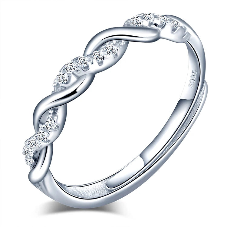 Fashion Promise Ring 925 Sterling Silver Rings Jewelry for Women Romantic Zircon Screw Engagement Bands or Rings Claw Setting