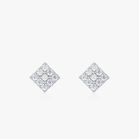 Ailmay Real 925 Sterling Silver Shining Zircon Square Stud Earrings for Women Wedding Engagement Fine Jewelry Gift