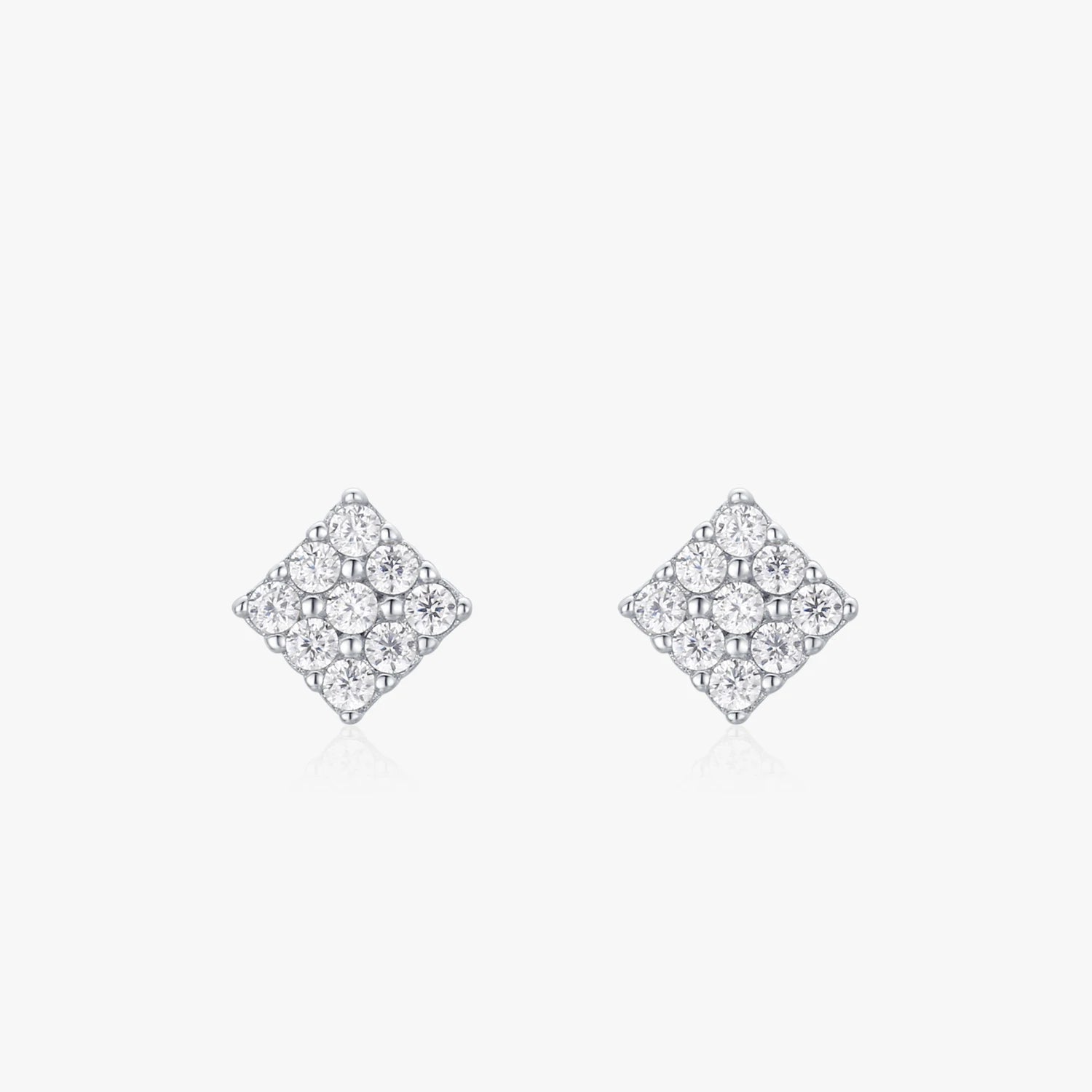 Ailmay Real 925 Sterling Silver Shining Zircon Square Stud Earrings for Women Wedding Engagement Fine Jewelry Gift