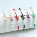 2024 New Arrival Adjustable Crystal Beads Ocean Turtle Bracelet Stretch Colorful Enamel Turtle Charm Fashion Charm Bracelets