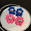 Silver Needle Wool Flower Earrings Temperament Handmade Crocheted Petal Flowers Stud Earrings Pendientes De Mujer