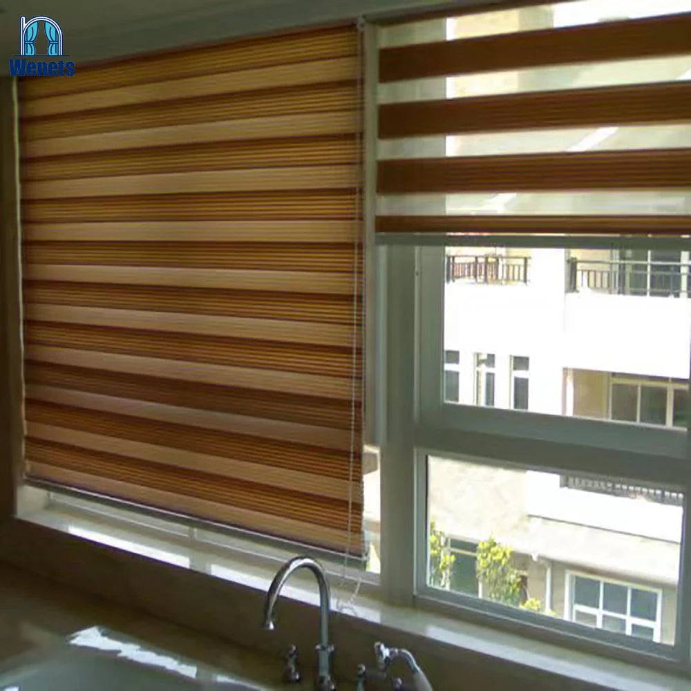 Auto Day and Night Zebra Roller Blinds Modern Electric Manual Zebra Shades Vertical Fabric Pattern Roller Shades
