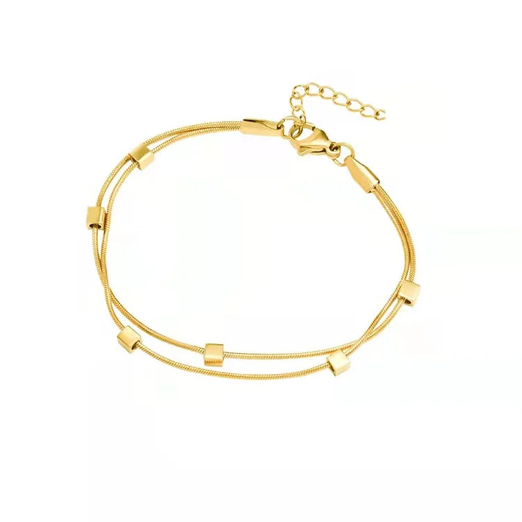 Wholesale High Quality Trendy Stainless Steel Women 18k Gold Plated Layered Personalized Fashion Jewelry Bracelets