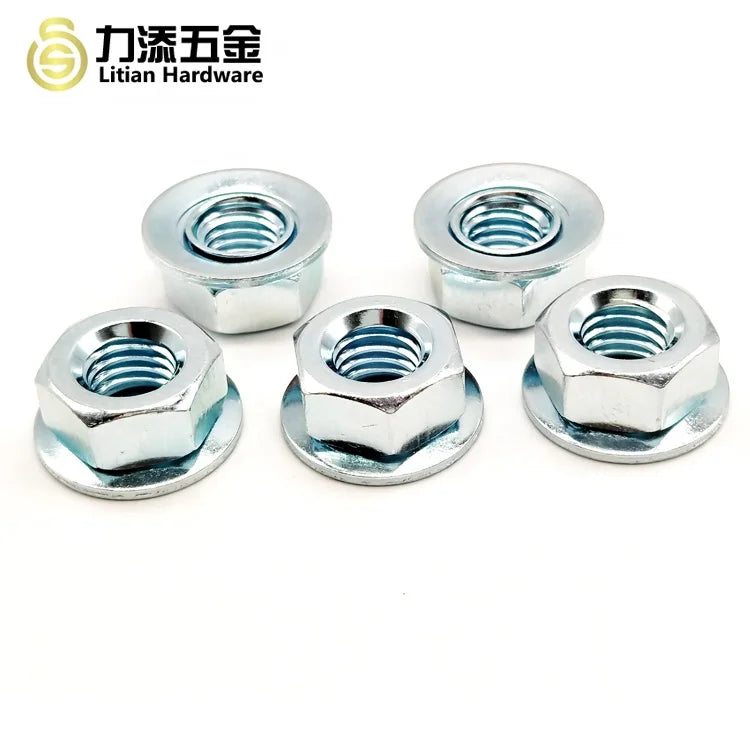 DIN6923 Carbon Steel Zinc Electroplate Hex Nut with Rotating M6 M8 M10 Flange Nut Washer