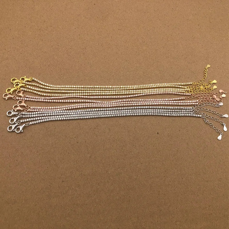 925 Sterling Silver Gold Plating Dainty Claw Setting Zircon Tennis Bracelet for Women Wholesale