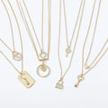 Kj Simple Water Wave Chain Gold Plated Brass Necklace Geometric Heart Key Locket Zircon Pendant Necklace