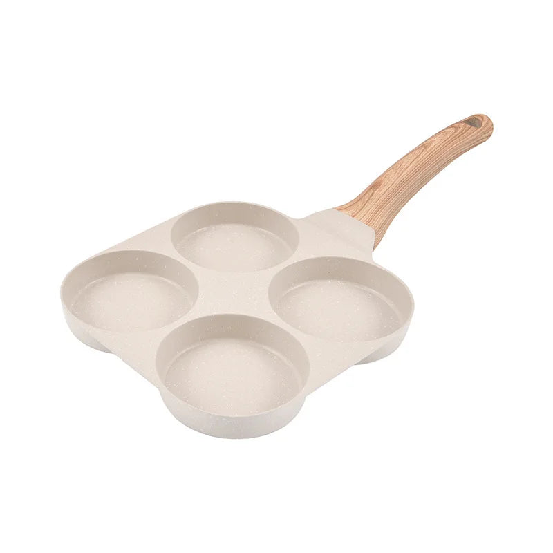 Customizable Mini Breakfast Egg Burger Frying Pan Non-Stick Compound Bottom Classic Four-Hole Design Eco-Friendly for Home Use