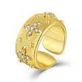 QX Minimalist 18K Gold Plated Luxury Fashion Fine Jewelry 925 Silver Zircon Open Ring for Women Valentine's Mother's Day Gift