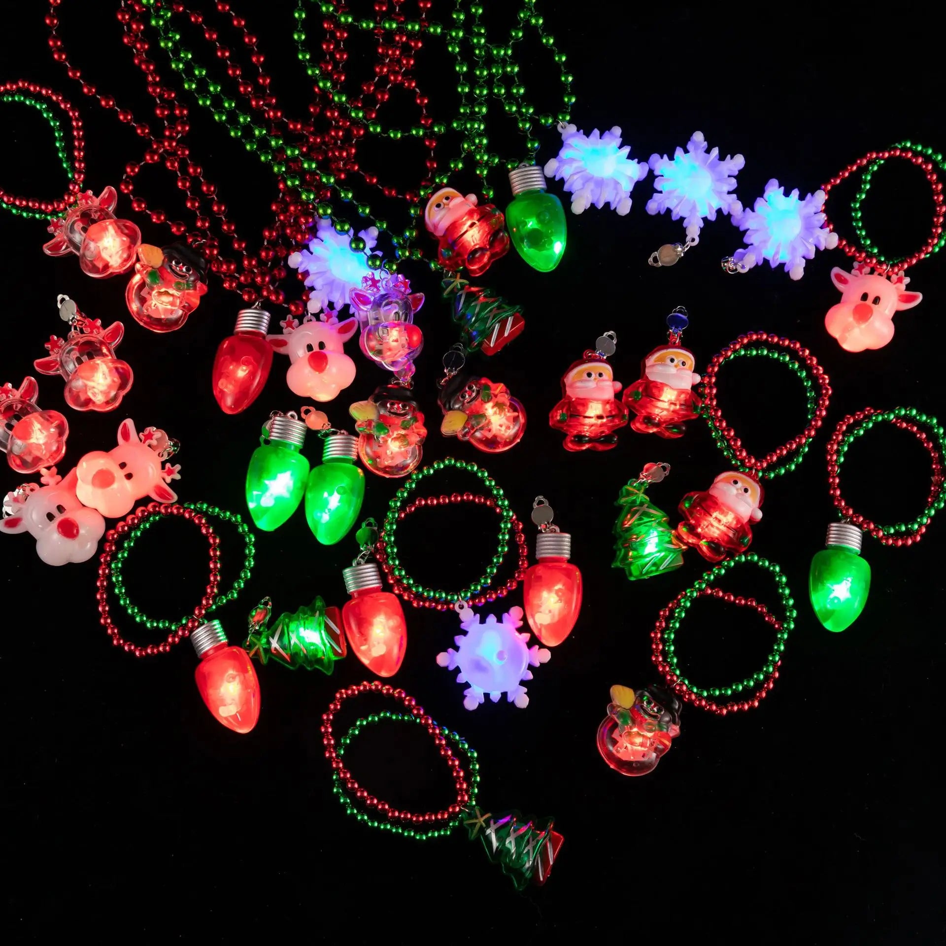 Deer Snowflakes Christmas Light up Glow Earrings Green Christmas Tree Dangle Earrings Santa Snowman Bulb Led Earrings Jewel