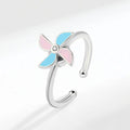 Hot Sale Adjustable Open Rotatable Cubic Zirconia Drip Colored Windmill Spinner Fidget Anxiety Ringfor Women Gift