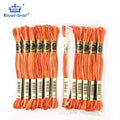 18-Color Dyed 100% Cotton Floss for Hand Embroidery Cross Stitch Sewing-6-Strand 12-Piece Bag Mercerized Eco-Friendly High
