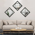 35cm Small Square Retro Wood Home Decor Wall Mirrors Sticker Modern Rustic Farmhouse Entry Mirror Living Room Hotel Mirror