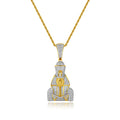 JINSE Gold Plated Jewelry Personality Micro Zircon Hip Hop Men's Astronaut Pendant Item Pendant Necklaces