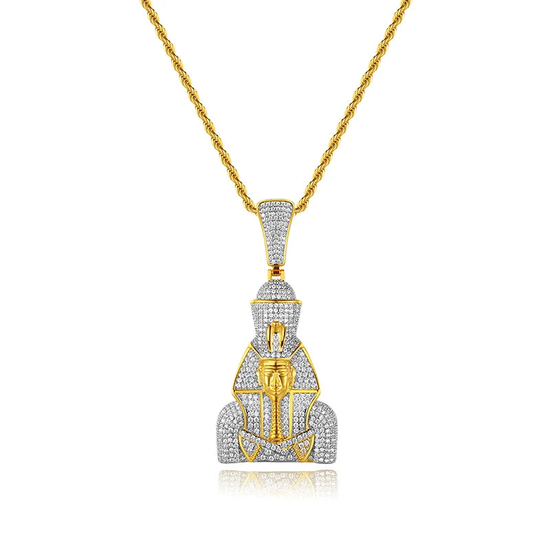JINSE Gold Plated Jewelry Personality Micro Zircon Hip Hop Men's Astronaut Pendant Item Pendant Necklaces