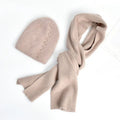 Custom Winter Knitted Beanie Scarf Set Warm Women Angora Double Layer Beanie With Custom Logo Hats With Scarfs Wholesale