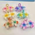 Wholesale Hot Selling Double Spell Hibiscus Flower Hair Clip Candy Gradient Color Flower Hair Claws Large Hair Claws for Women