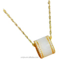 Certified Frosted Gold Inlaid Natural Hetian Jade  Pendant S925 Silver Gold Plated Chain White Jade  Pendant Necklace