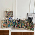 New Fashion Women's Bag Handheld Large Tote Bag Embroidered Embroidery Shopping Bag