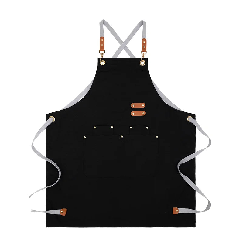 Manufacturer Wholesale Cotton Sleeveless Bib Apron for Home Kitchen Roaster Milk Tea Shop Use Custom Logo Printing for Cleaning