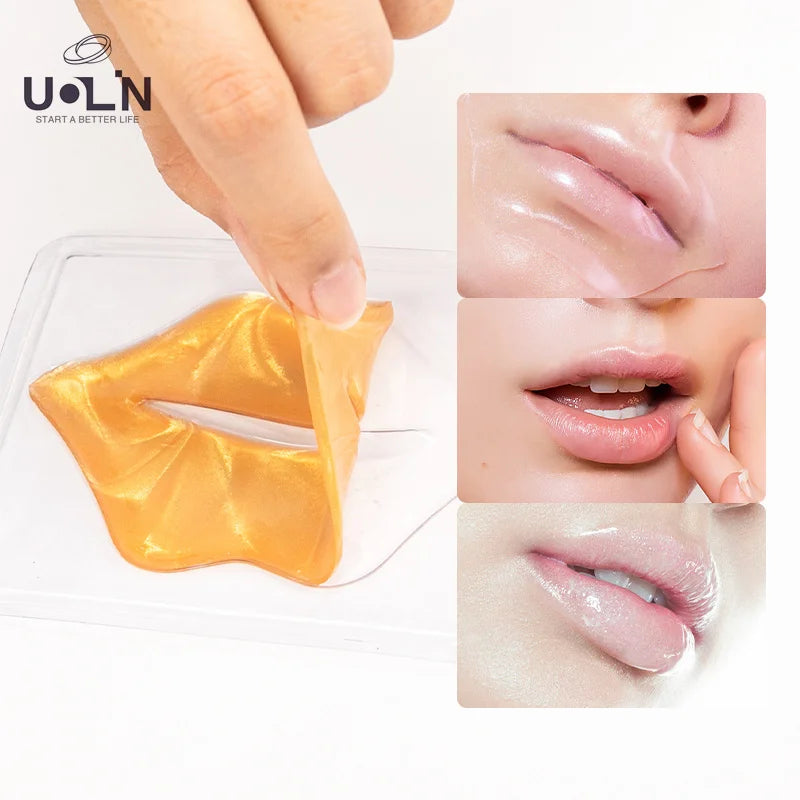 Wholesale Pink Gold Lipmask Private Label Hydrating Plumper Collagen Lip Lip Mask Sheet for Lip Care