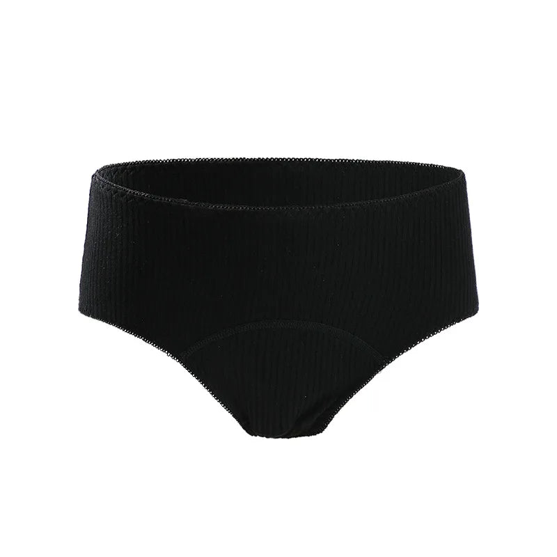 Women's Knitted Ribbed Cotton Everyday for Underwear 4-Layer High Absorbency Mid-Rise Leakproof High Cut Eco-Friendly