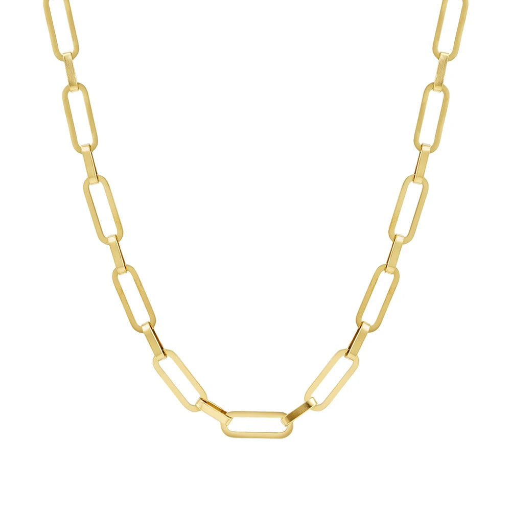 Wholesale Fashion 18K Gold Plated Stainless Steel Jewelry PVD Link Chain for Woman Accessories Necklaces P193039