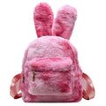 Cute Rabbit Bunny Tie-Dye Plush Faux Fur Backpack Mini Furry Backpack with Shoulders Bag for Girls