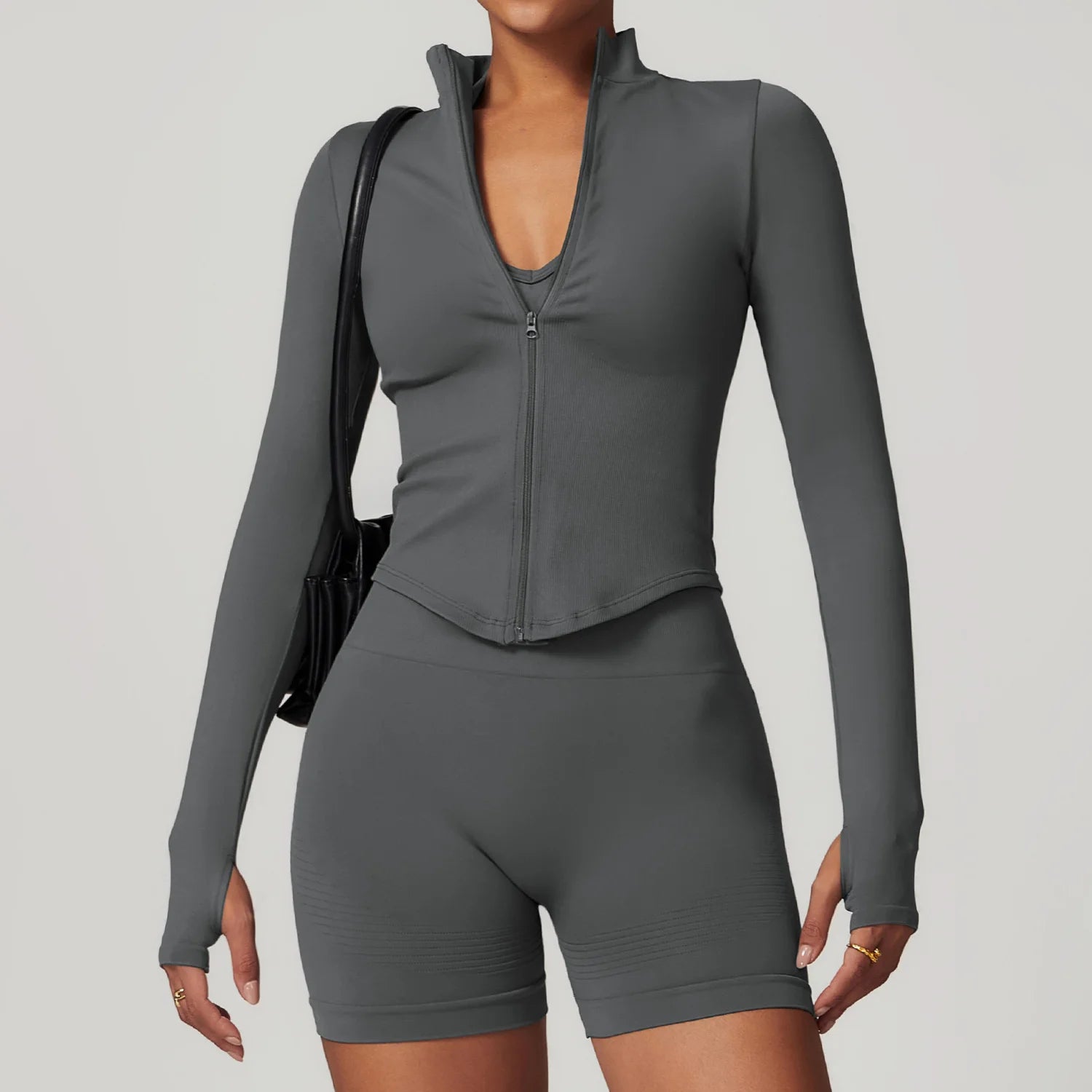 Wholesale Sportswear Quick Drying Workout Clothing Yoga Outfit Workout Jacket Gym Fitness Long Sleeve Sport Jacket With Zipper