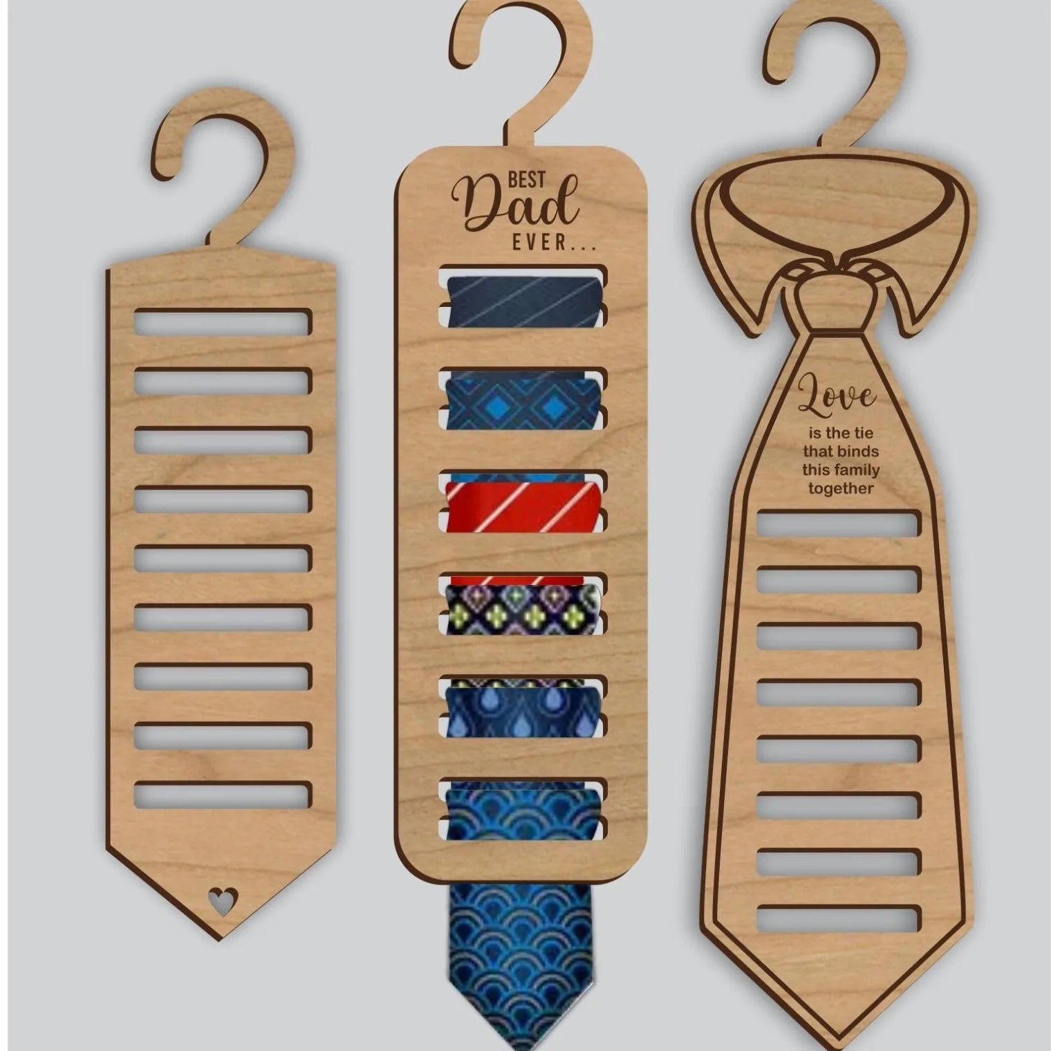Manufacture New Product Creative Wooden Handprint Pendant Tie Rack Engraved and Painted Father's Day Souvenirs