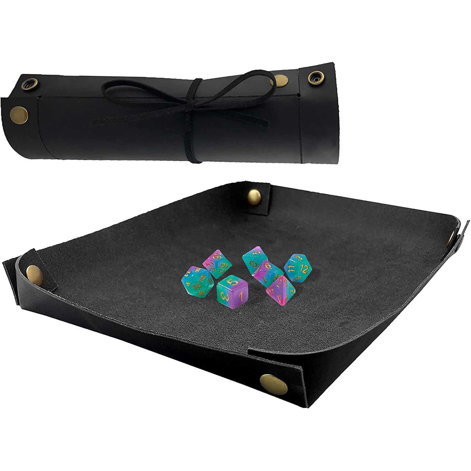 Leather Dice Mat for DND and Other RPG or Dice Rolling Games Folding Dice Mat Roll