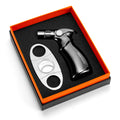CIGARLOONG Simple Wind Powerful Flame Lighter Portable Stainless Steel Sharp Cigar Cutter  2pcs Cigar Accessories Set