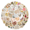 50Pcs Vintage Old Time Scrap Paper Graffiti Stickers For Book Luggage Decor Floral Sticker