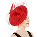 Handmade Hemp Brides Wide Brim Bowknot Fascinator  Elegant Ladies Wedding Derby Kentuchy Hairband Clip Fascinator Sinamay