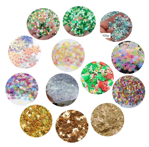 Mix Designs  Snowflake Xmas Tree Metal Slices Nail Art Sequins Christmas Decorations Nail Thin Sticker Designs Manicure