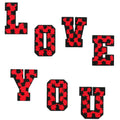 New Design  Popular Iron on  6cm Red Black   Chenille   Embroidered Tartan Plaid Letter Patches