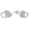 Romantic Jewelry 925 Sterling Silver Double Heart Zircon Stud Earrings for Special Occasions