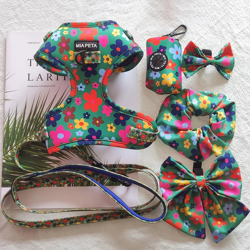 Sublimation Soft Pet Adjustable Dog Harness Leash Set Custom Reversible Small Designer Harness Vest Dog Harness Manufacture