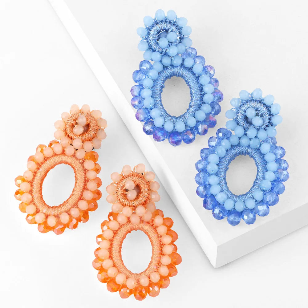 Wholesale Statement Earrings Sky Blue Orange Wrapped Hoop Drop Earrings 2023