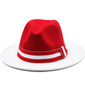 Wholesale Western Fashion Hats Felt Fashion Wide Brim Ribbon Contrasting Colors Jazz Cap Panama Fedora Hats