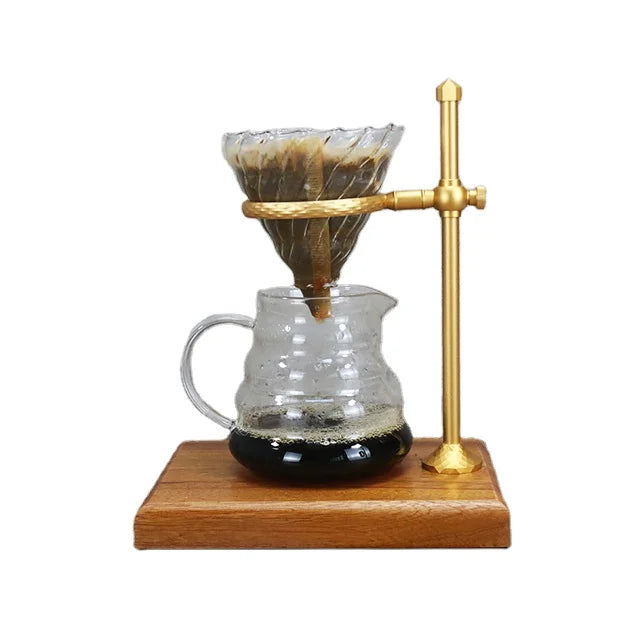Portable Coffee Accessories Manual Pour Over Coffee Dripper Stand Coffee Filter Holder With Wooden Base