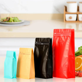 Block Bottom Side Gusseted Coffee Bean Bag with Valve and Zipper for Pet Food and Milk Packaging