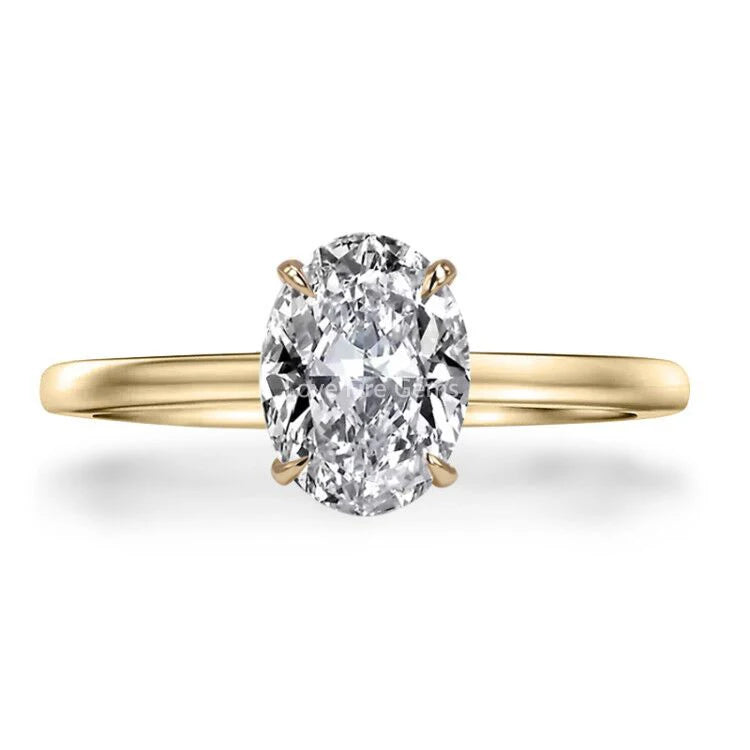10k Yellow Gold Jewelry 2 Ct Oval Shape Crushed Ice Cut White Moissanite Engagement Ring
