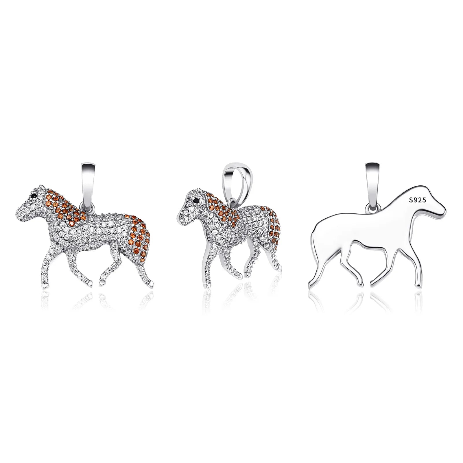 Hip Hop Jewelry 18K Gold Plated 925 Sterling Silver Horse Pendant Full Diamond Iced Out Zircon Horse Pendant for Woman Necklace