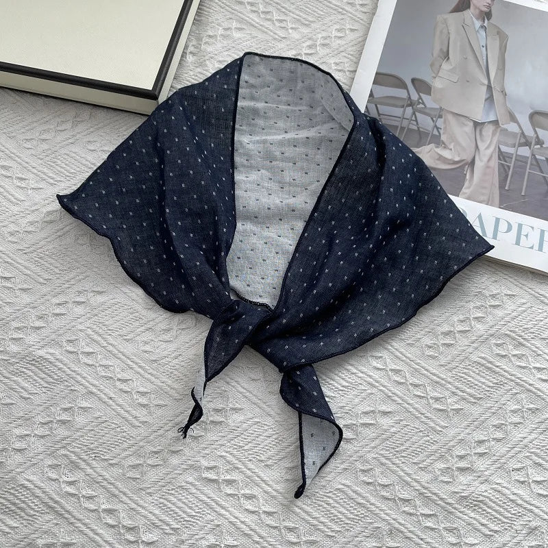 New Fashion Polka Dot Square Scarf Triangle Scarf Summer Thin Bandana Small Neck Scarf French Vintage Headband Ribbon