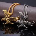 Hawk Eagle Necklace Men Punk Jewelry Hip Hop 18k Gold Plated Stainless Steel Animal Eagle Pendant Necklace wings Charm