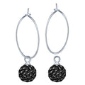 Women Crystal 20mm Disco Ball Earring Ball S925 Sterling Silver Huggie Earrings with Charm